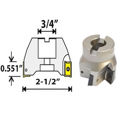 90 Degree Indexable Face Mill Cutter 2-1/2'' x 3/4'' 6 Flute APMT APKT CNC Insert lathe Tool Bit