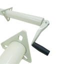 Adjustable trailer jack with top-wind handle and durable caster wheel
