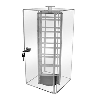 Acrylic 48 Card Revolving Earrings Display Rotating Case Stand 8''W x 8''D x 18.5''HLocking Lucite Display and 2 Keys Included