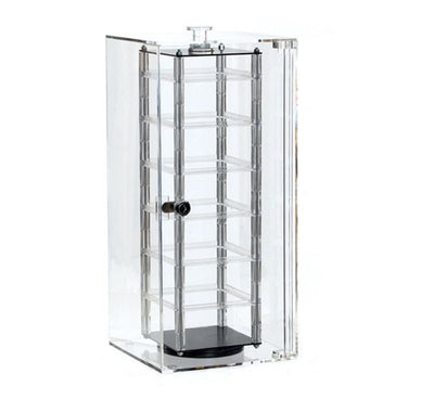 Acrylic 48 Card Revolving Earrings Display Rotating Case Stand 8''W x 8''D x 18.5''HLocking Lucite Display and 2 Keys Included