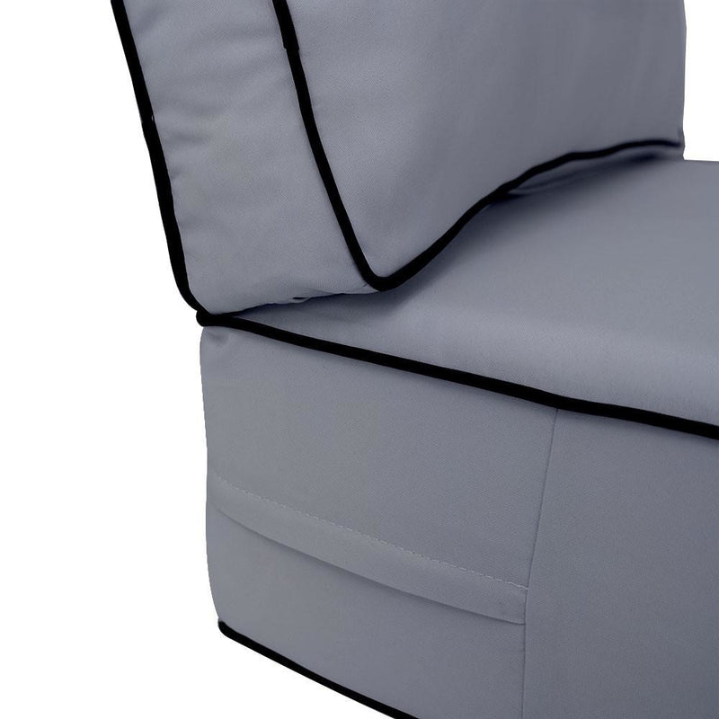 AD001 Contrast Pipe Trim Medium 24x26x6 Outdoor Deep Seat Back Rest Bolster Cushion Insert Slip Cover Set