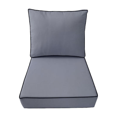 AD001 Contrast Piped Trim Medium 24x26x6 Deep Seat Back Cushion Slip Cover Set