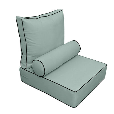 AD002 Contrast Pipe Trim Medium 24x26x6 Outdoor Deep Seat Back Rest Bolster Cushion Insert Slip Cover Set