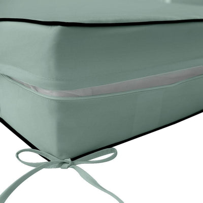 AD002 Contrast Pipe Trim Medium 24x26x6 Outdoor Deep Seat Back Rest Bolster Cushion Insert Slip Cover Set