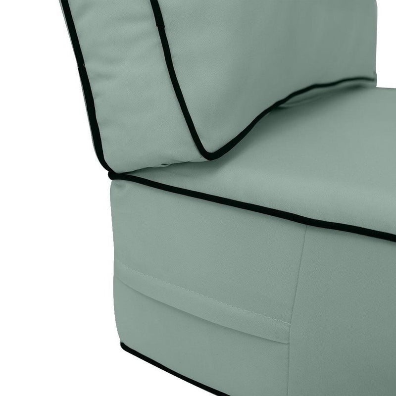 AD002 Contrast Piped Trim Medium 24x26x6 Deep Seat Back Cushion Slip Cover Set