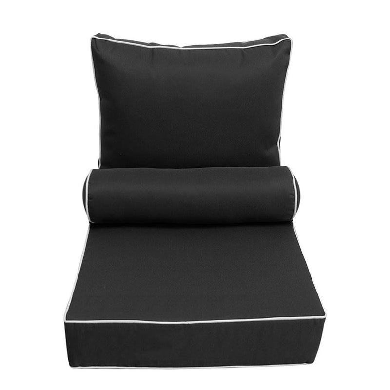 AD003 Contrast Pipe Trim Large 26x30x6 Outdoor Deep Seat Back Rest Bolster Insert Slip Cover Set