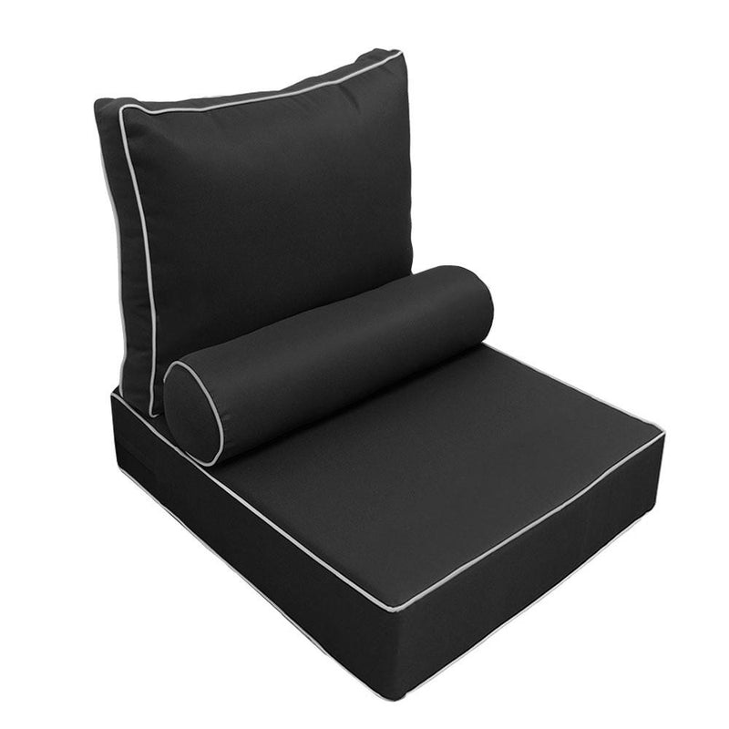 AD003 Contrast Pipe Trim Large 26x30x6 Outdoor Deep Seat Back Rest Bolster Insert Slip Cover Set