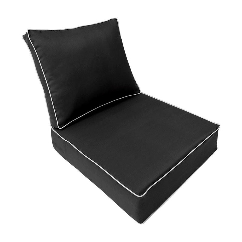 AD003 Contrast Pipe Trim Medium 24x26x6 Outdoor Deep Seat Back Rest Bolster Cushion Insert Slip Cover Set