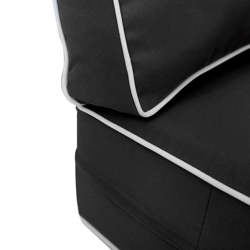 AD003 Contrast Pipe Trim Medium 24x26x6 Outdoor Deep Seat Back Rest Bolster Cushion Insert Slip Cover Set