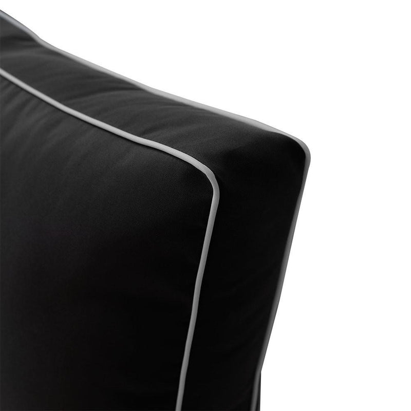 AD003 Contrast Pipe Trim Medium 24x26x6 Outdoor Deep Seat Back Rest Bolster Cushion Insert Slip Cover Set