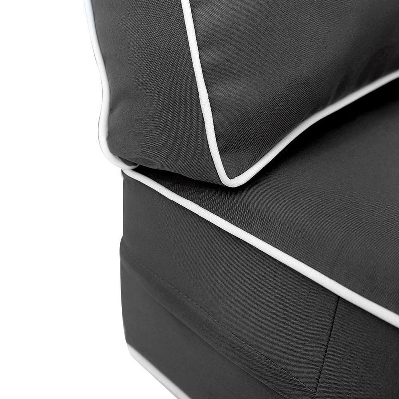AD003 Contrast Piped Trim Large 26x30x6 Deep Seat + Back Slip Cover Only Outdoor Polyester