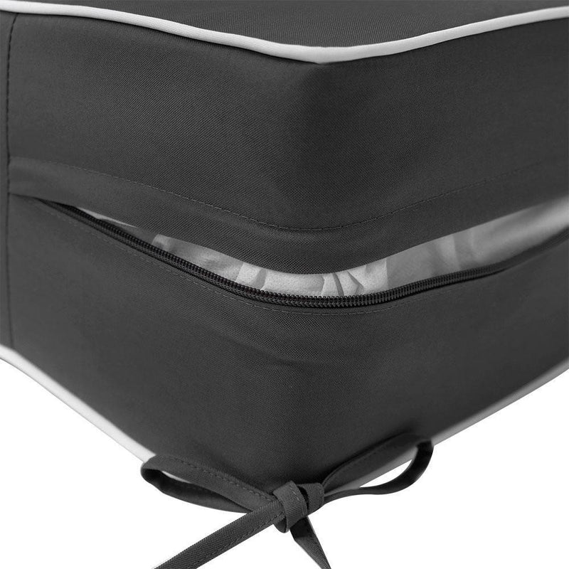 AD003 Contrast Piped Trim Large 26x30x6 Deep Seat Back Cushion Slip Cover Set