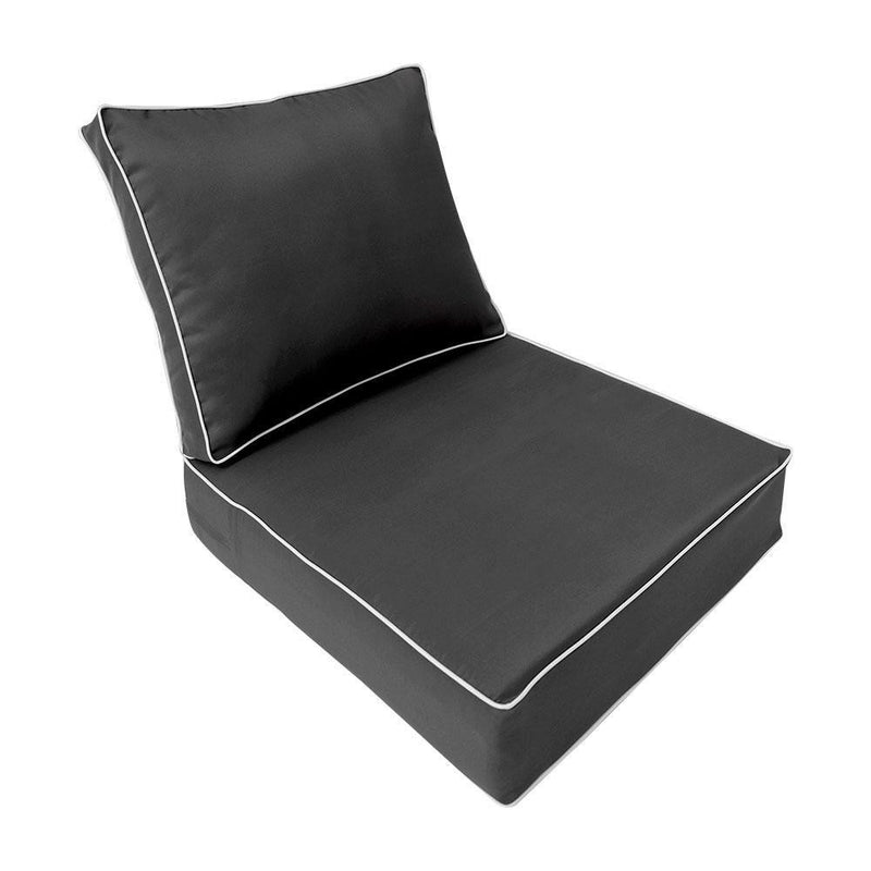 AD003 Contrast Piped Trim Medium 24x26x6 Deep Seat Back Cushion Slip Cover Set