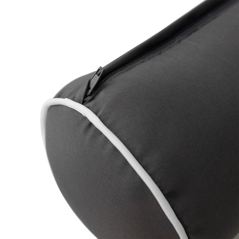 AD003 Contrast Piped Trim Small 23x6 Bolster Pillow Slip Cover Only