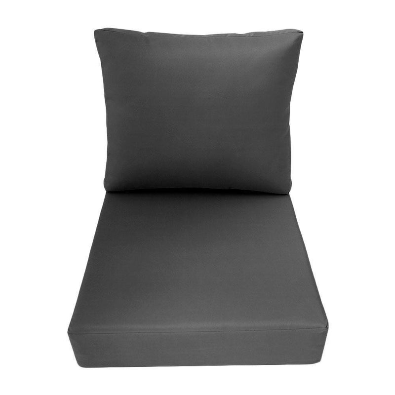 AD003 Knife Edge Large 26x30x6 Outdoor Deep Seat Back Rest Bolster Cushion Insert Slip Cover Set