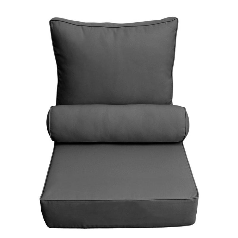 AD003 Pipe Trim Medium 24x26x6 Outdoor Deep Seat Back Rest Bolster Cushion Insert Slip Cover Set