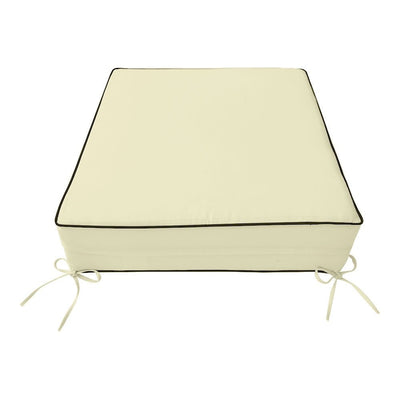 AD005 Contrast Piped Trim Large 26x30x6 Deep Seat Back Cushion Slip Cover Set