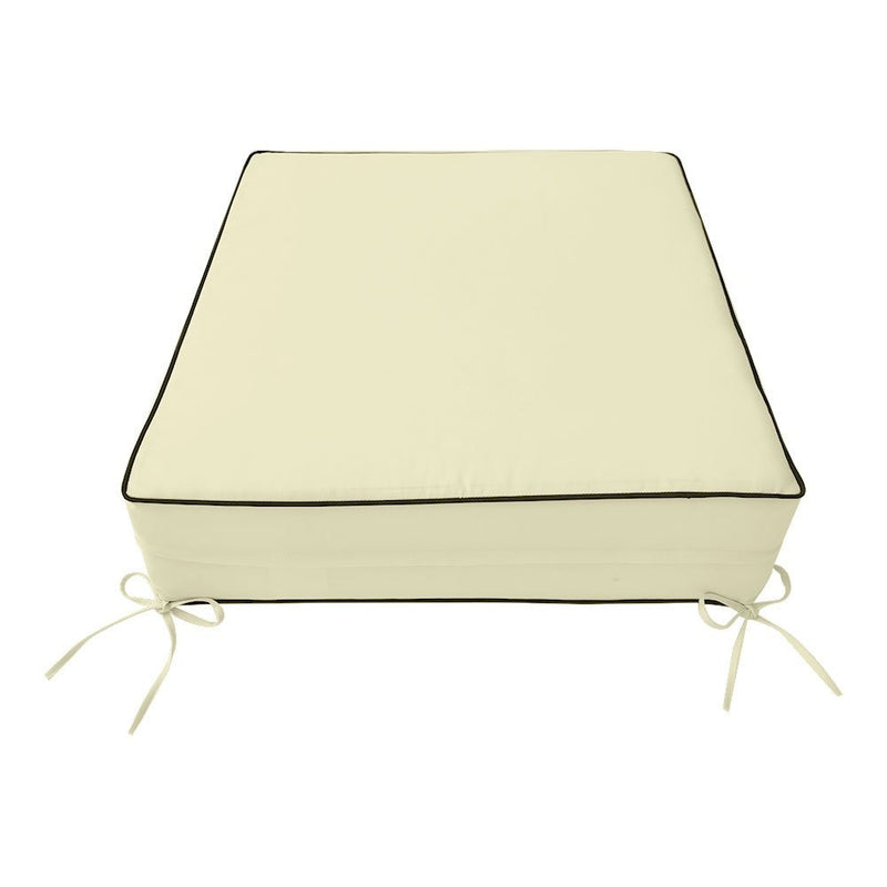 AD005 Contrast Piped Trim Large 26x30x6 Deep Seat Back Cushion Slip Cover Set