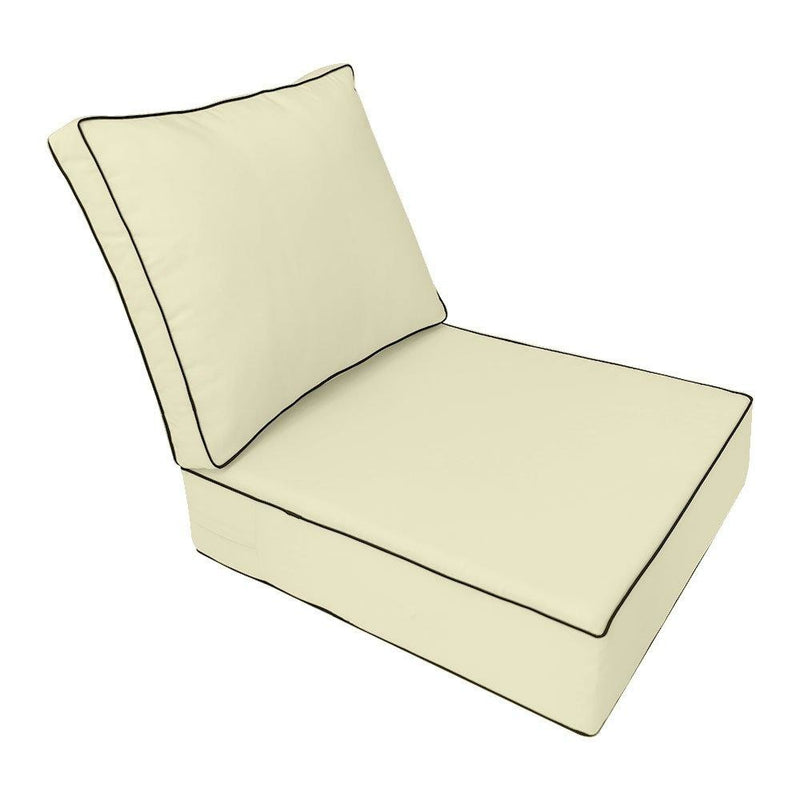 AD005 Contrast Piped Trim Medium 24x26x6 Deep Seat + Back Slip Cover Only Outdoor Polyester