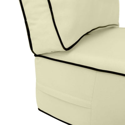 AD005 Contrast Piped Trim Medium 24x26x6 Deep Seat Back Cushion Slip Cover Set