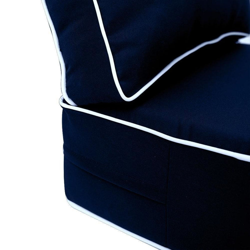 AD101 Contrast Pipe Trim Medium 24x26x6 Outdoor Deep Seat Back Rest Bolster Cushion Insert Slip Cover Set