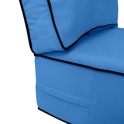 AD102 Contrast Piped Trim Medium 24x26x6 Deep Seat Back Cushion Slip Cover Set