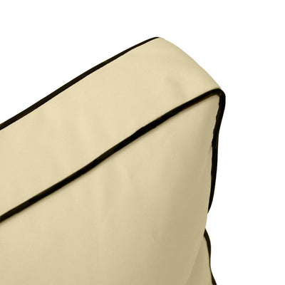 AD103 Contrast Piped Trim Large 26x30x6 Deep Seat Back Cushion Slip Cover Set