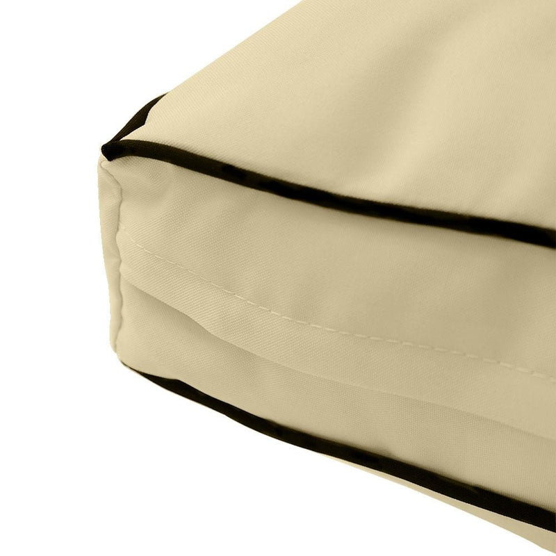 AD103 Contrast Piped Trim Large 26x30x6 Deep Seat Back Cushion Slip Cover Set