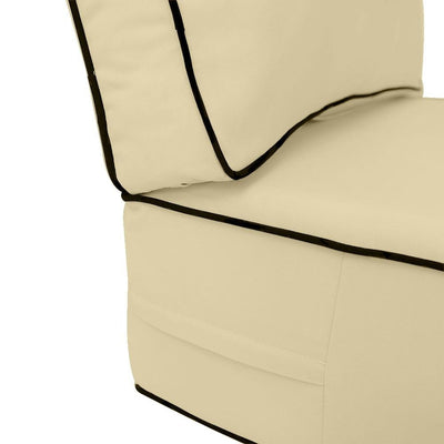 AD103 Contrast Piped Trim Medium 24x26x6 Deep Seat Back Cushion Slip Cover Set