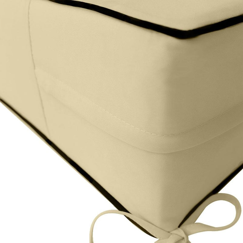 AD103 Contrast Piped Trim Medium 24x26x6 Deep Seat Back Cushion Slip Cover Set