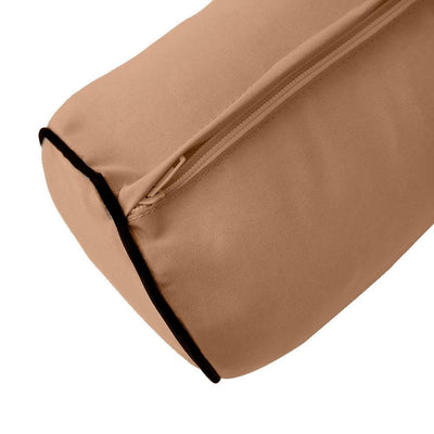 AD104 Contrast Piped Trim Large 26x6 Bolster Pillow Slip Cover Only