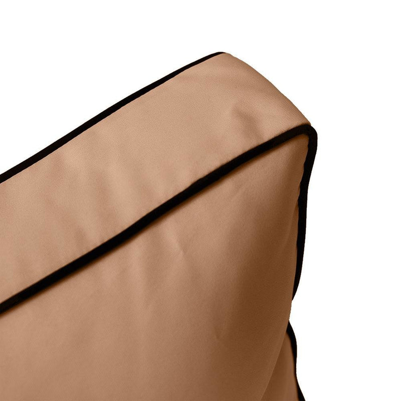 AD104 Contrast Piped Trim Medium 24x26x6 Deep Seat Back Cushion Slip Cover Set