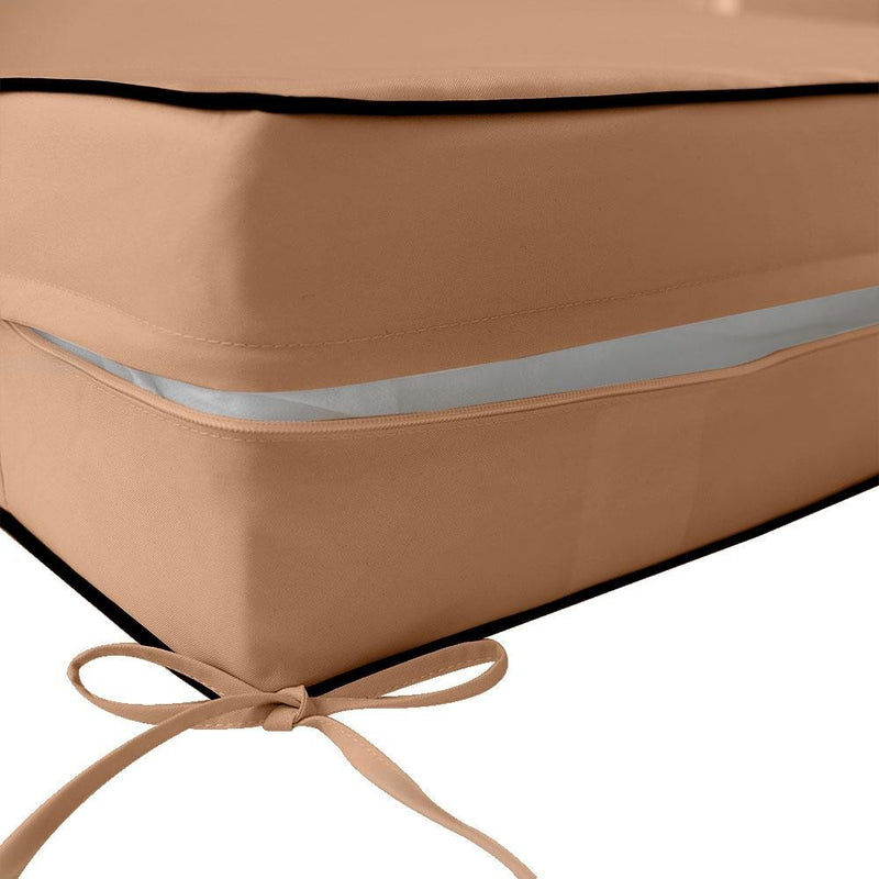 AD104 Contrast Piped Trim Medium 24x26x6 Deep Seat Back Cushion Slip Cover Set