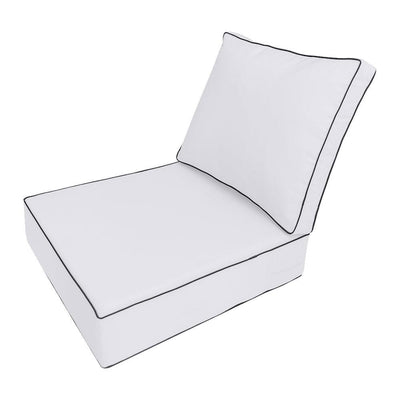 AD105 Contrast Piped Trim Large 26x30x6 Deep Seat Back Cushion Slip Cover Set