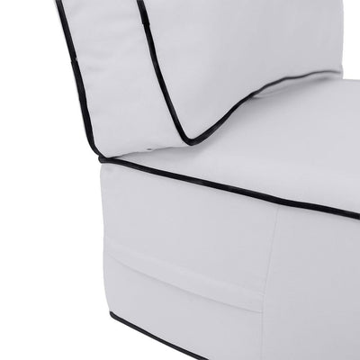 AD105 Contrast Piped Trim Medium 24x26x6 Deep Seat Back Cushion Slip Cover Set