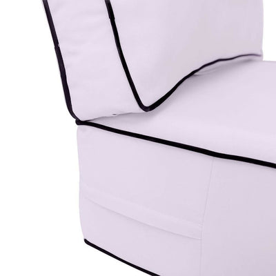 AD107 Contrast Pipe Trim Medium 24x26x6 Outdoor Deep Seat Back Rest Bolster Cushion Insert Slip Cover Set