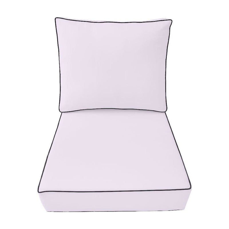 AD107 Contrast Piped Trim Medium 24x26x6 Deep Seat Back Cushion Slip Cover Set