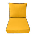 AD108 Contrast Pipe Trim Small 23x24x6 Outdoor Deep Seat Back Rest Bolster Cushion Insert Slip Cover Set