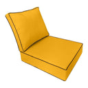 AD108 Contrast Pipe Trim Small 23x24x6 Outdoor Deep Seat Back Rest Bolster Cushion Insert Slip Cover Set