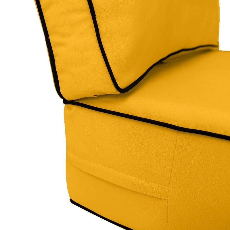 AD108 Contrast Piped Trim Medium 24x26x6 Deep Seat Back Cushion Slip Cover Set