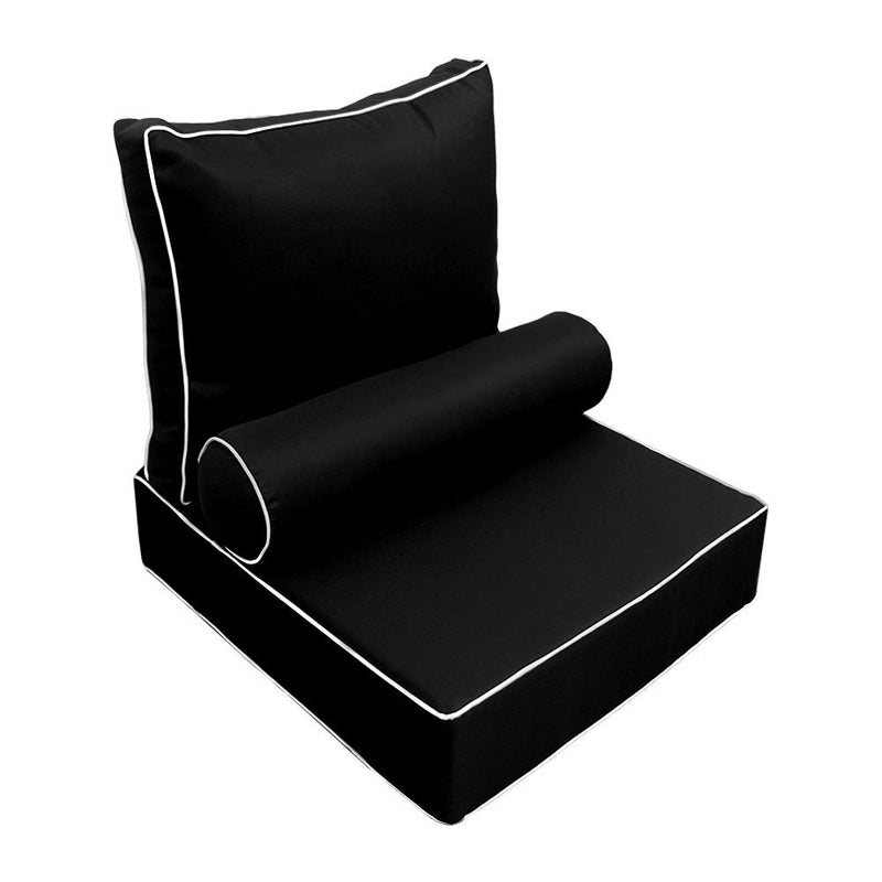AD109 Contrast Pipe Trim Large 26x30x6 Outdoor Deep Seat Back Rest Bolster Insert Slip Cover Set