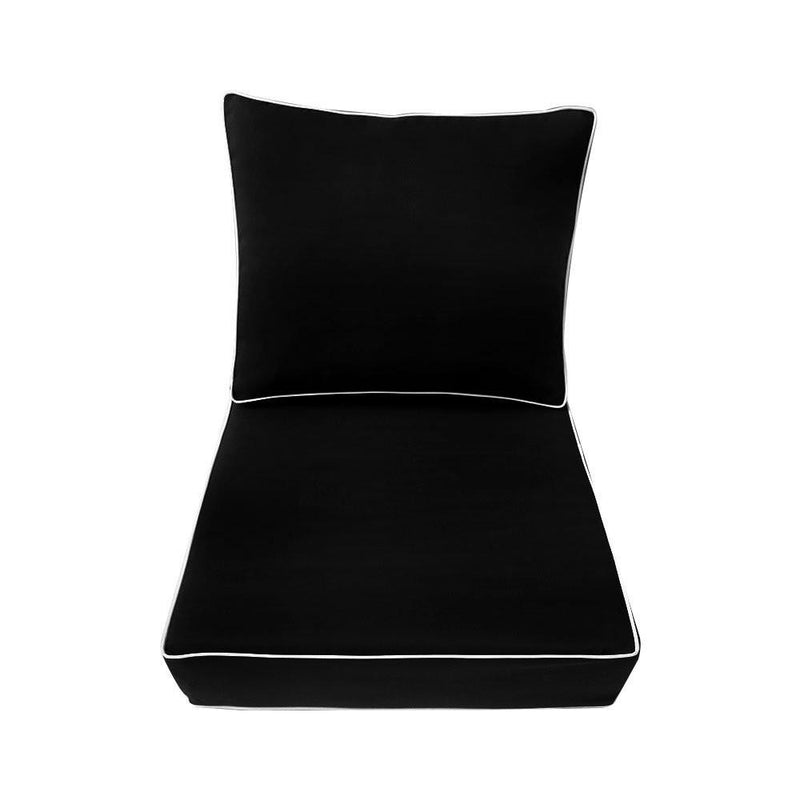 AD109 Contrast Pipe Trim Large 26x30x6 Outdoor Deep Seat Back Rest Bolster Insert Slip Cover Set
