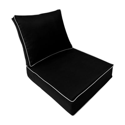 AD109 Contrast Piped Trim Medium 24x26x6 Deep Seat Back Cushion Slip Cover Set