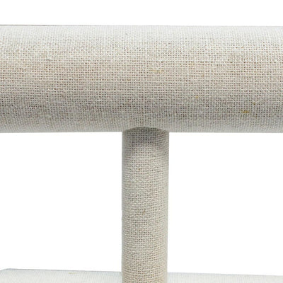 Beige Linen Wrapped Oval Single Round T-Bar 7" x 5" For Holder Display Stand Watches Necklaces Jewelry
