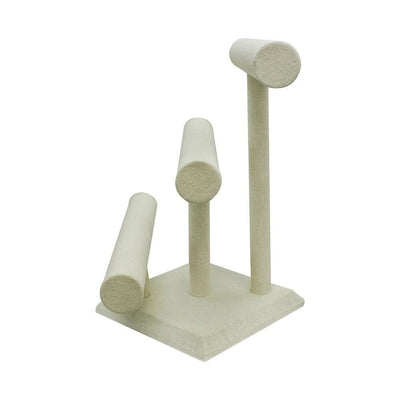 Beige Linen Wrapped Oval Triple Round T-Bar 12" x 10" For Holder Display Stand Watches Necklaces Jewelry