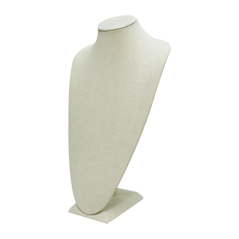 Beige Soft Linen Covered 3D Necklaces Pendant Jewelry Holder Display Bust Stand Freestanding 8"W x 17" Tall