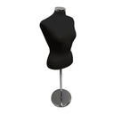 Black - Adjustable Female Mannequin Blouse Form Neck Block With Chrome Base