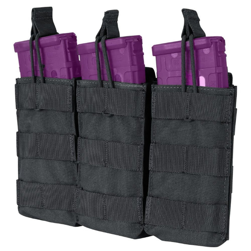 BLACK - MOLLE PALS Modular Tactical Open Top Triple Magazine Mag Pouch
