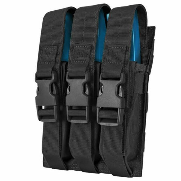 BLACK MOLLE Buckled Closure Triple Airsoft MP5 .22/9mm Magazine Mag Pouch