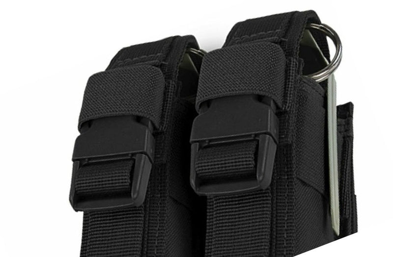 BLACK Molle Tactical Double Flash Bang Pouch PALS MAG Bag 2 Grenade Holder